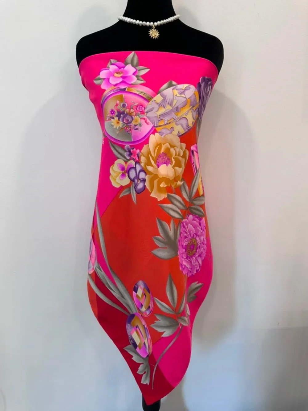 Leonard Silk Scarf Red Floral Made in Italy